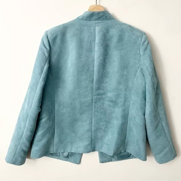 Chicos sz 3 seafoam green faux suede jacket blazer us sz 16 - Picture 3 of 6